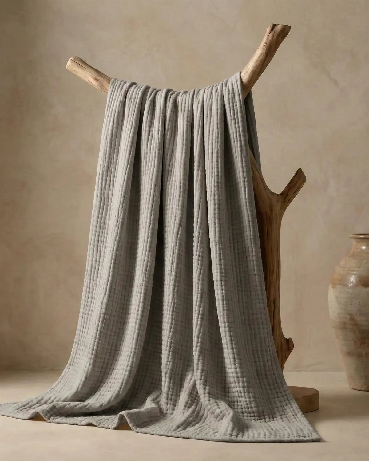 Couverture mousseline Gris – détail de la texture