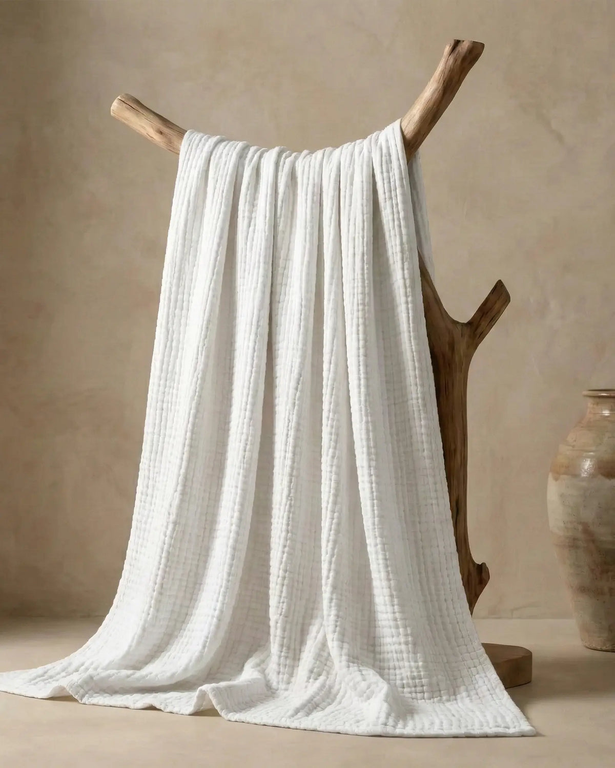 Couverture mousseline Blanc – détail tissage