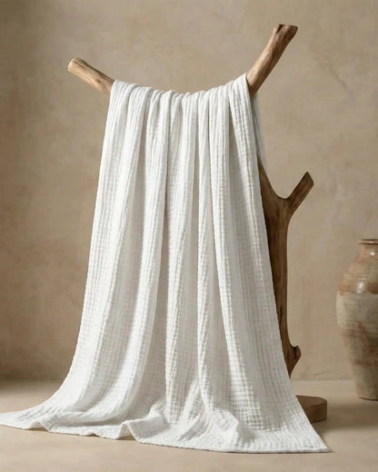 Couverture mousseline Blanc – détail tissage