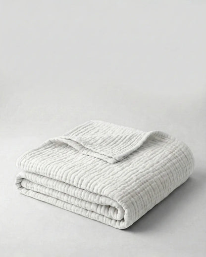Couverture en mousseline de coton Blanc – douce et respirante