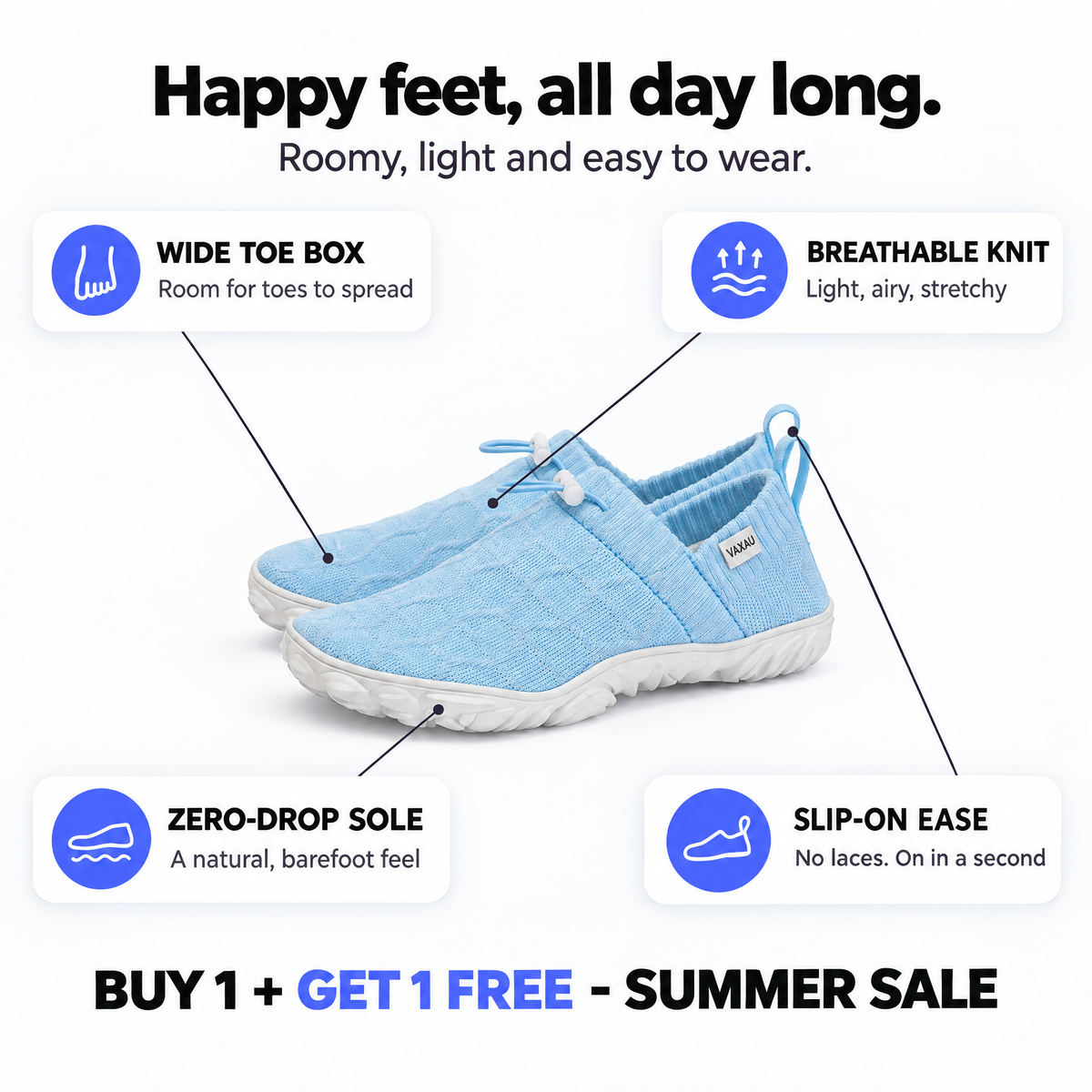 AirStep Knit wide toe box shoes - features: breathable knit, zero-drop sole, slip-on ease
